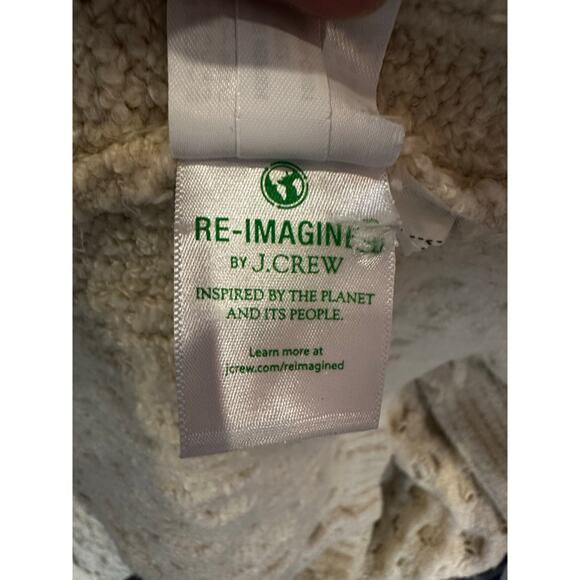 J.Crew Cotton-Blend Bouclé Cable Knit Sweater XL Wide Sleeve Fuzzy Soft - Picture 11 of 12